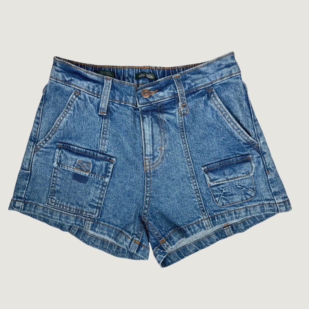 Wild Fable Womens XXS Medium Wash Mid Rise Denim Cargo Utility Shorts